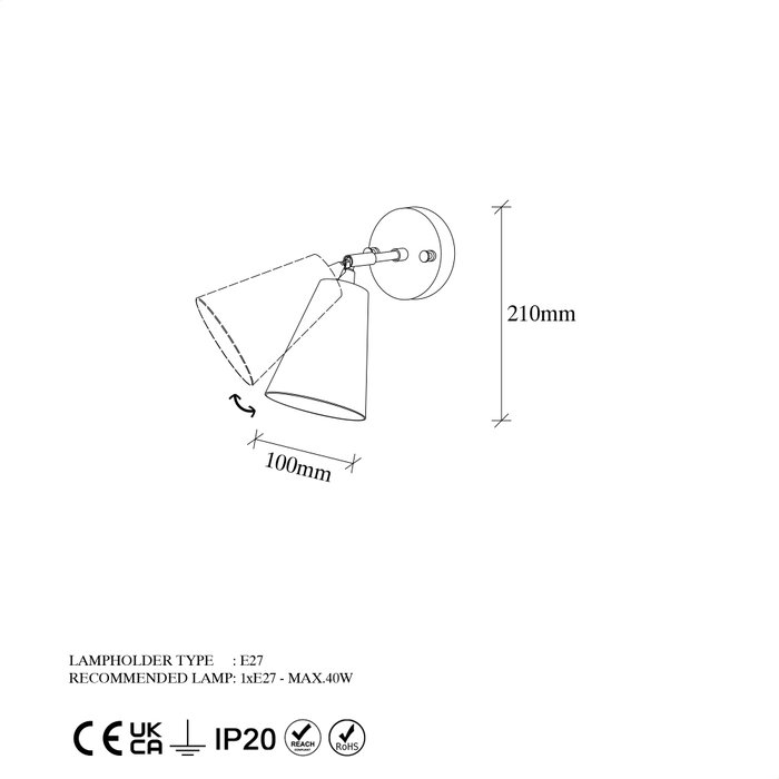 Opviq Lámpara de pared Evander - 13190 Dorada